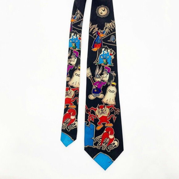 Vintage Looney Tunes Mania Mens Necktie Halloween 1993 Collectible - Picture 6 of 7